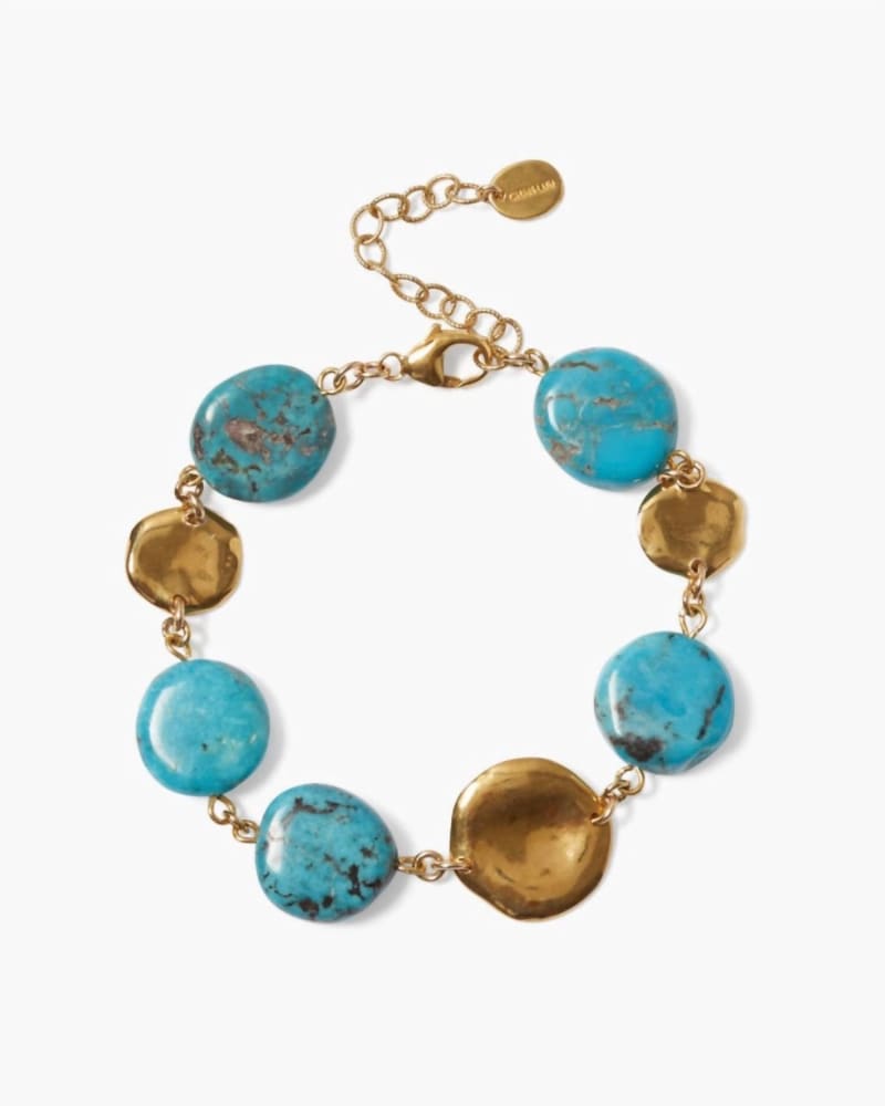 Front of a size O/S Coin Bracelet in Turquoise in Turquoise by CHAN LUU. | dia_product_style_image_id:330113